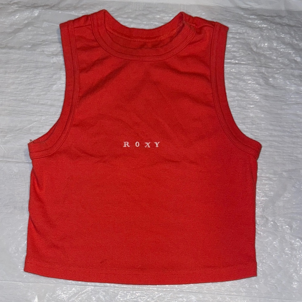 Roxy Red Ribbed Cropped Tank Top